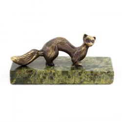 Статуэтка из бронзы на подставке из змеевика &quot;Соболь&quot; — 