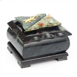 Шкатулка прямоугольная малая змеевик 11х8,5х8 см — 