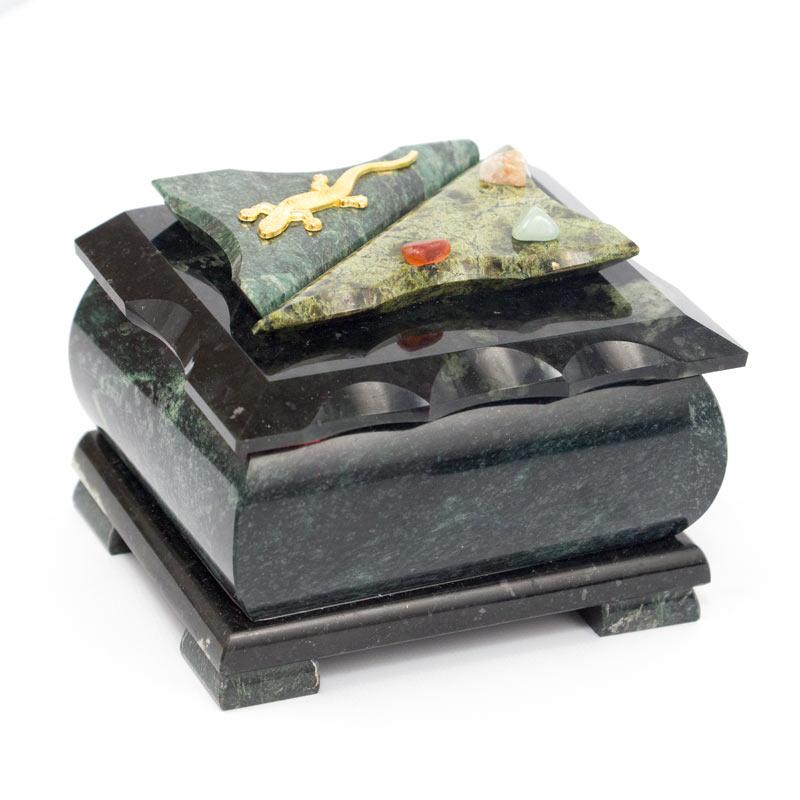 Шкатулка прямоугольная малая змеевик 11х8,5х8 см фото 1 — 