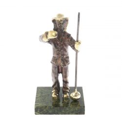 Бронзовая статуэтка &quot;Сталевар&quot; камень змеевик — 