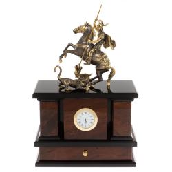 Каминные часы &quot;Георгий Победоносец&quot; из обсидиана — 