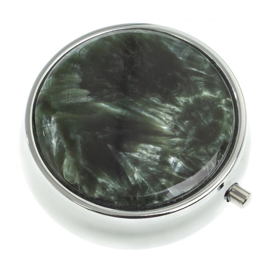 Таблетница на 3 отсека камень серафинит цвет серебро фото 1 — 