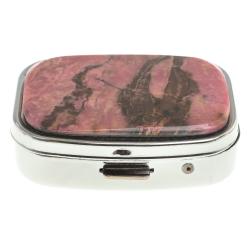 Таблетница на 2 отделения камень родонит цвет серебро — 