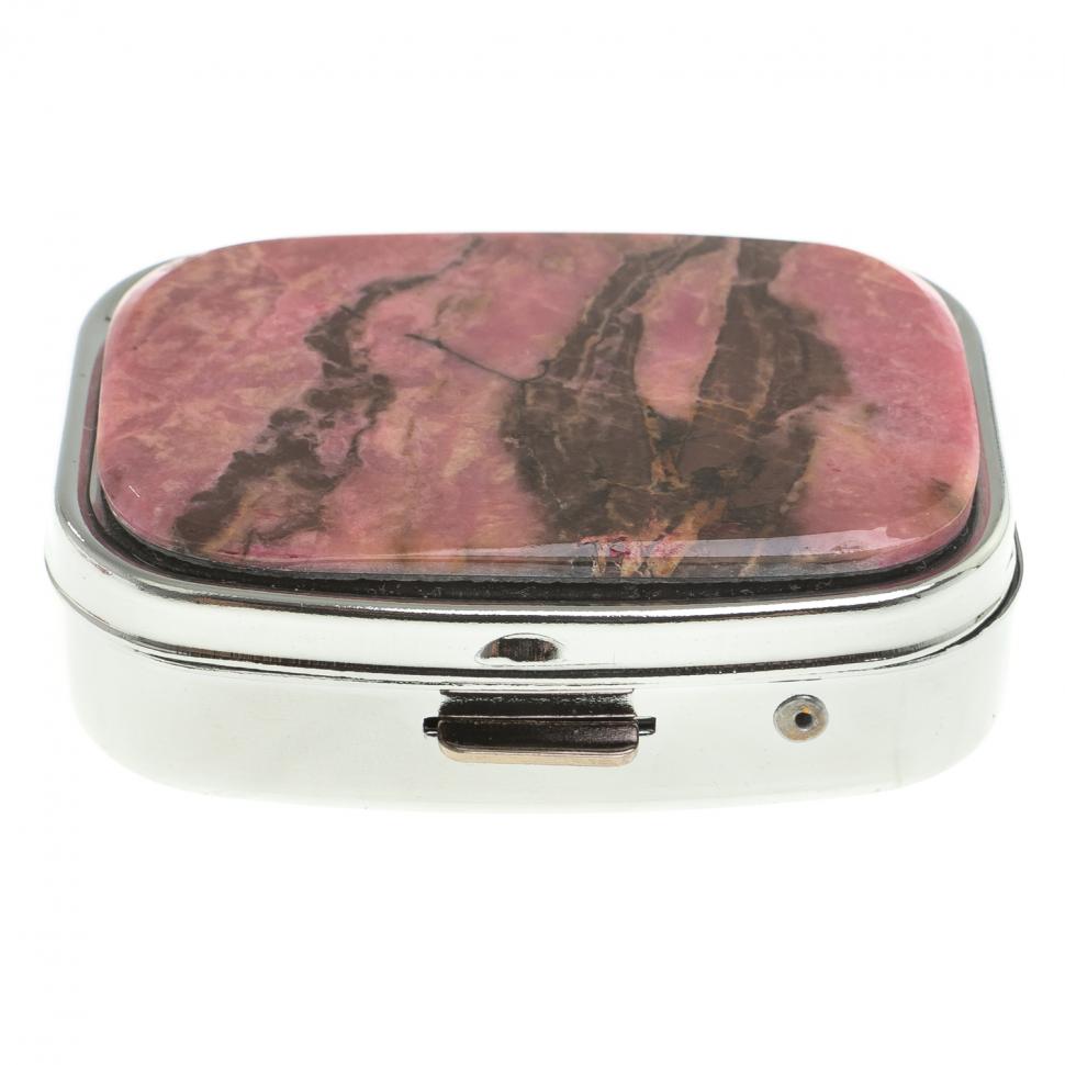 Таблетница на 2 отделения камень родонит цвет серебро фото 1 — 