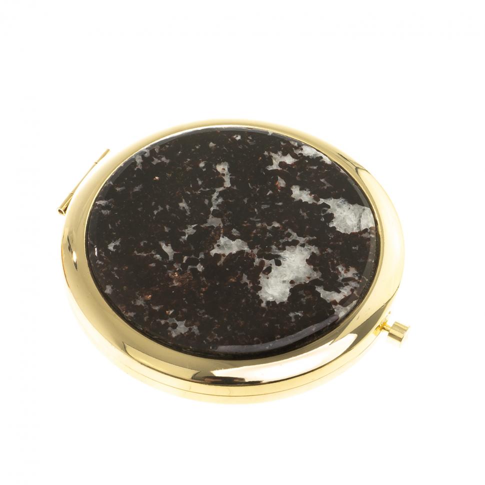 Зеркало круглое с накладкой из флогопита цвет золото фото 1 — 
