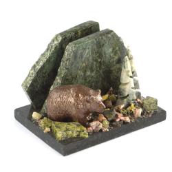 Визитница из змеевика &quot;Мишка&quot; — 