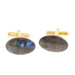 Запонки камень лабрадор овальные — 