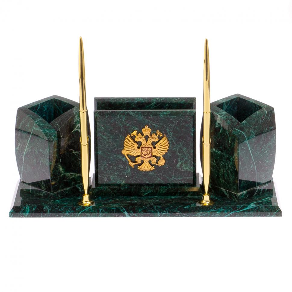 Мини-набор с гербом РФ камень змеевик фото 1 — 