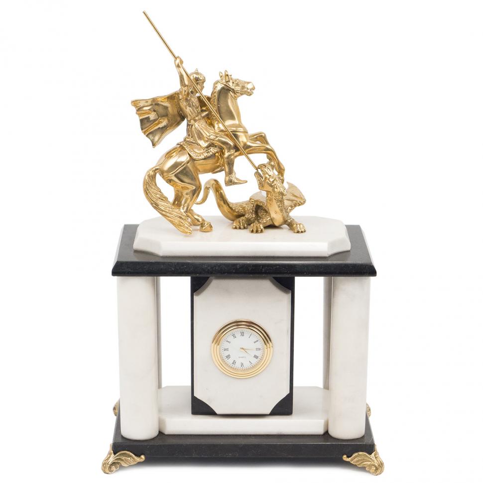 Часы "Георгий Победоносец" мрамор фото 1 — 