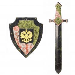 Настенный сувенир из камня &quot;Щит и меч&quot; с гербом России — 