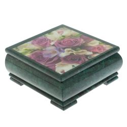 Шкатулка &quot;Букет роз&quot; из змеевика 18х18х8 см — 