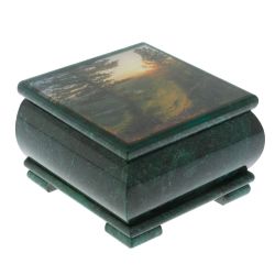 Шкатулка &quot;Закат&quot; из змеевика 13х13х8 см — 