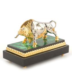 Статуэтка &quot;Бык&quot; бронза малахит Златоуст — 