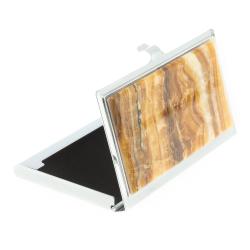 Карманная визитница из камня медовый оникс цвет серебро — 