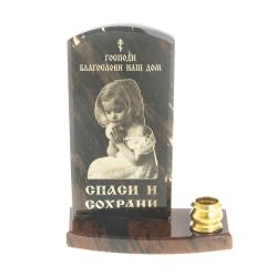 Оберег с подсвечником &quot;Благослави наш дом&quot; камень обсидиан — 