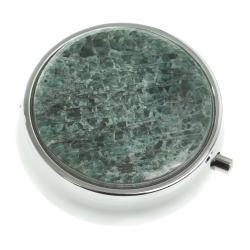 Таблетница на 3 отсека камень зеленый апатит цвет серебро — 