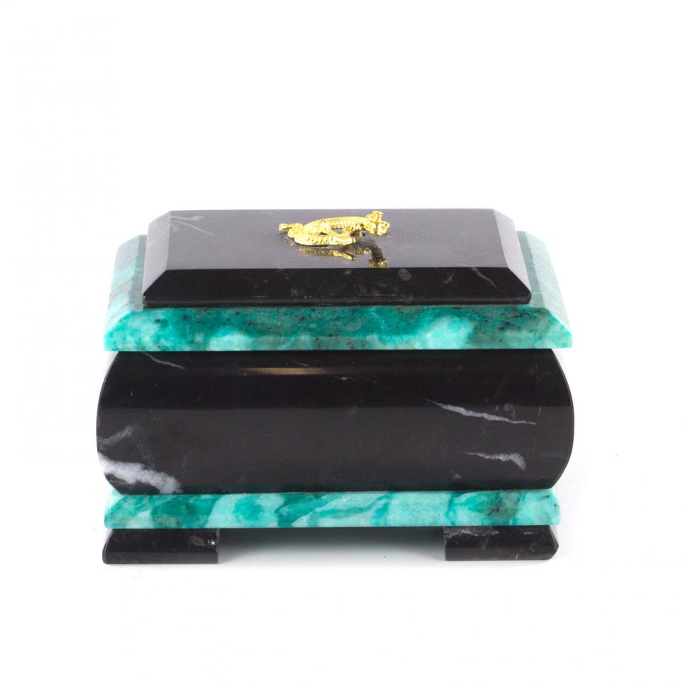 Шкатулка для украшений камень змеевик 12х10х8 см фото 1 — 