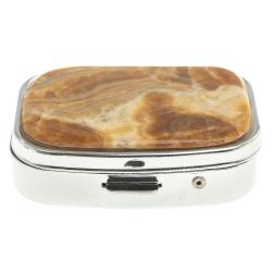 Таблетница на 2 отделения камень оникс цвет серебро — 