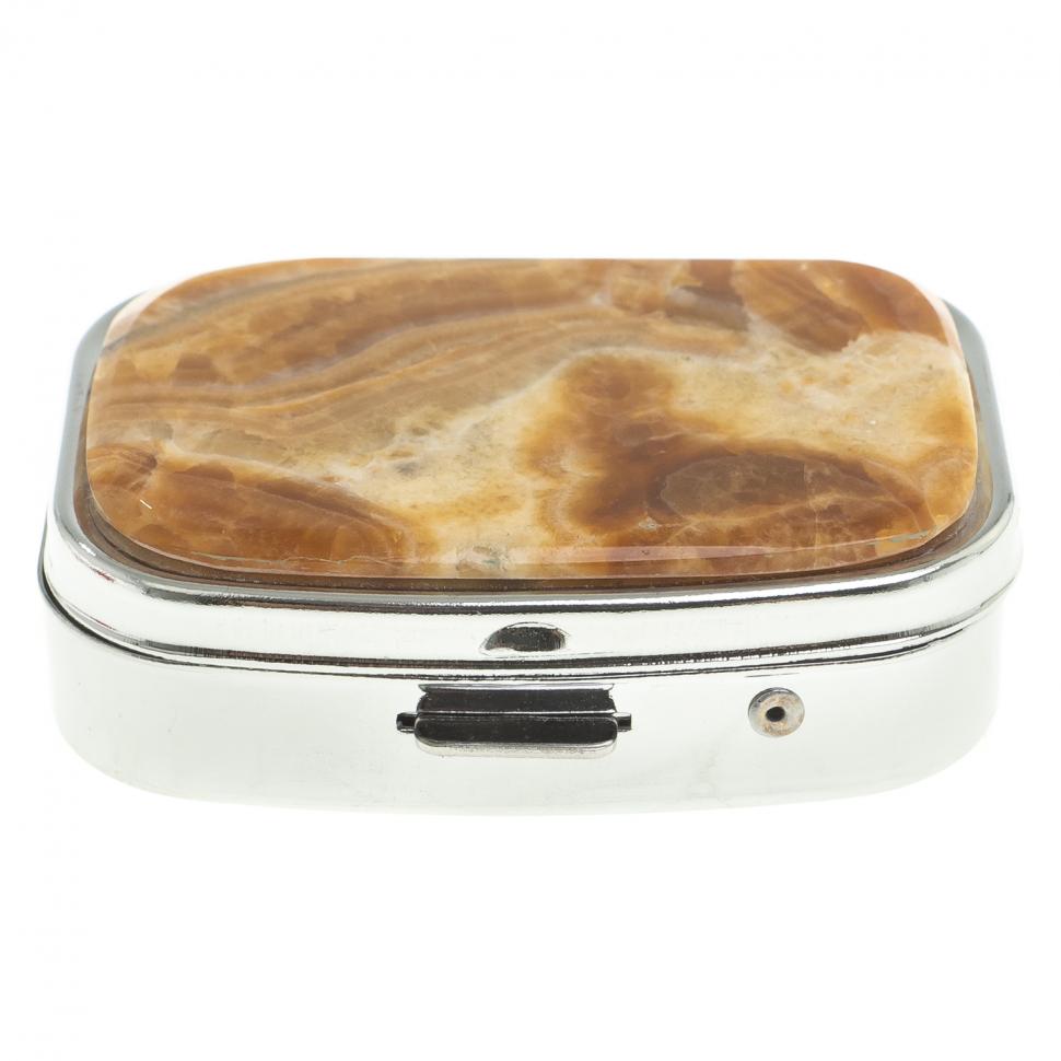 Таблетница на 2 отделения камень оникс цвет серебро фото 1 — 