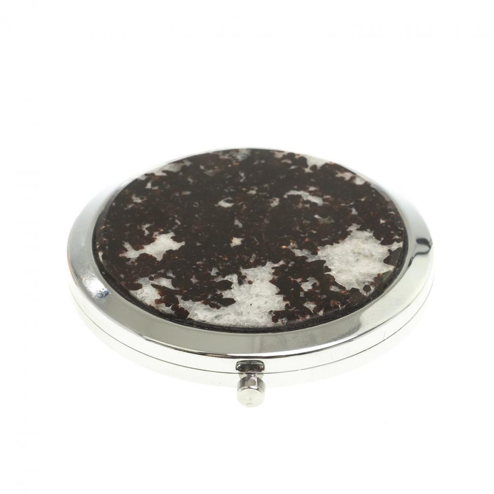 Зеркало круглое с накладкой из флогопита цвет серебро фото 1 — 