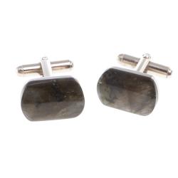 Запонки камень лабрадор закругленные — 