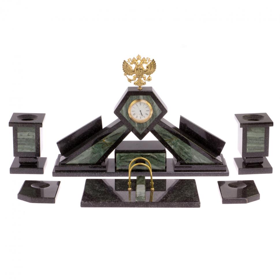 Настольный набор из офиокальцита "Герб России" фото 1 — 