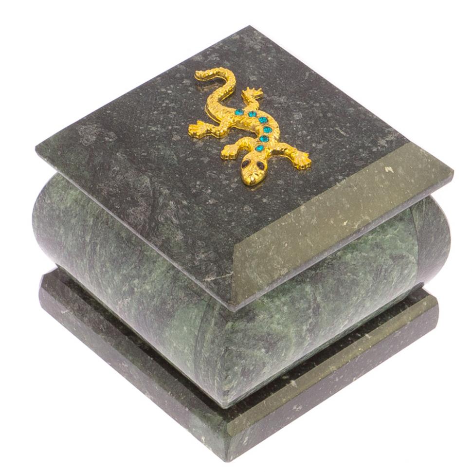 Шкатулка для украшений из змеевика 6х6х6,5 см фото 1 — 