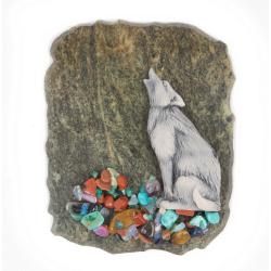 Магнит с камушками &quot;Волк&quot; змеевик — 