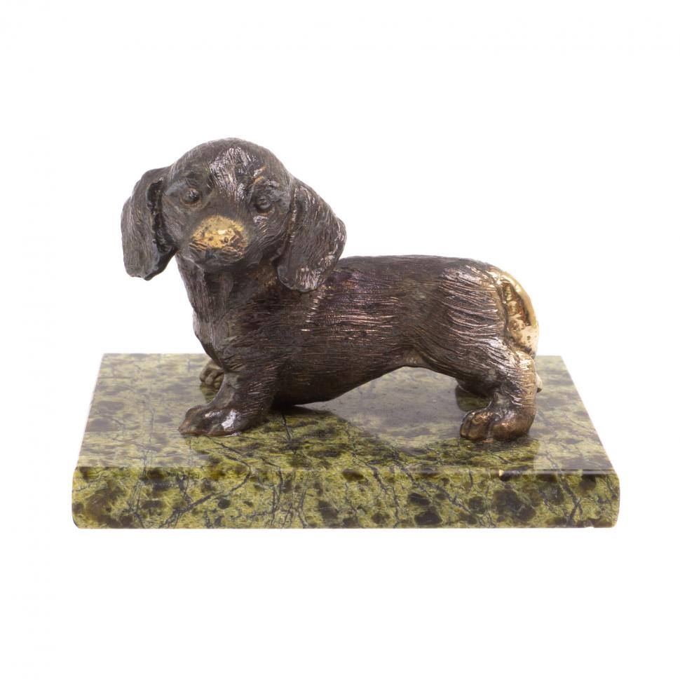 Статуэтка из бронзы "Такса" змеевик фото 1 — 