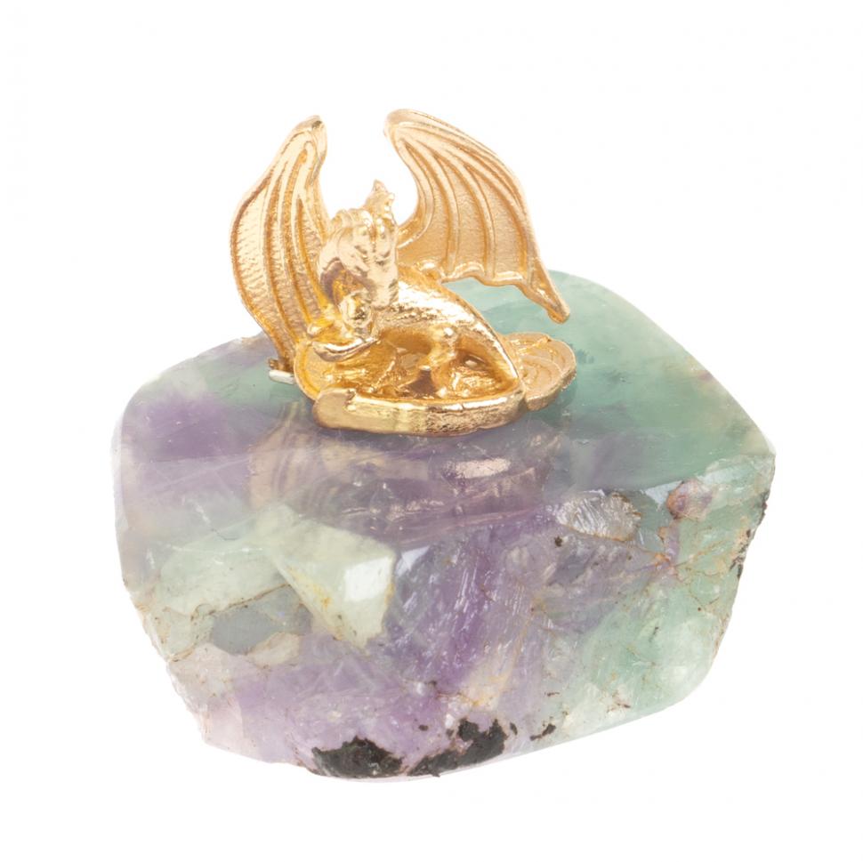 Сувенир из флюорита "Дракончик на монетах" фото 1 — 