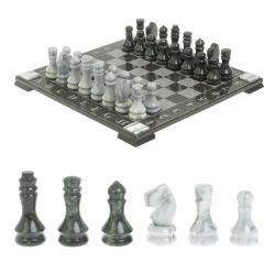 Шахматы &quot;Турнирные&quot; доска 41х41 см серый мрамор, змеевик — 