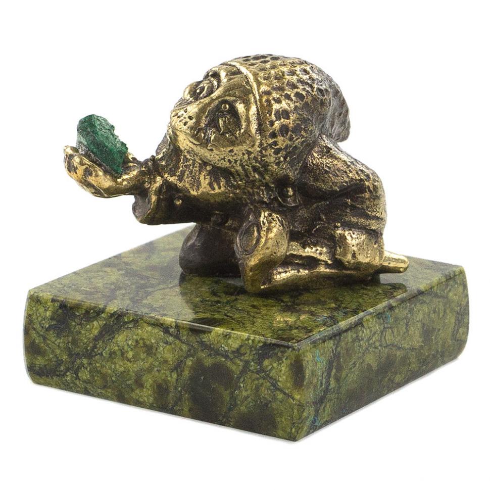 Бронзовая статуэтка "Гном" змеевик фото 1 — 