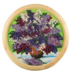 Панно из каменной крошки &quot;Букет сирени&quot; на настенной тарелке 50 см — 