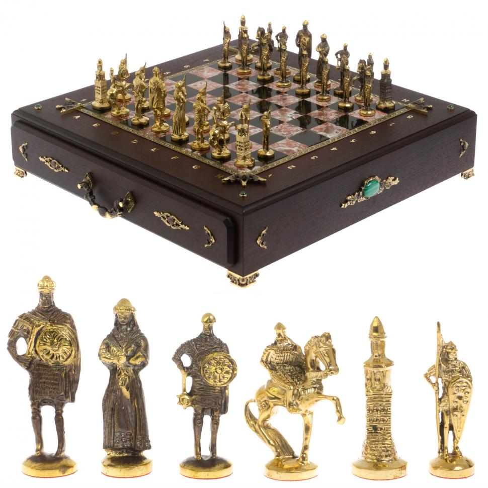 Подарочный шахматный ларец "Русь" камень креноид фото 1 — 