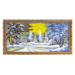 Картина &quot;Зимняя ночь&quot; багет 87х47 см, рисунок каменная крошка — 