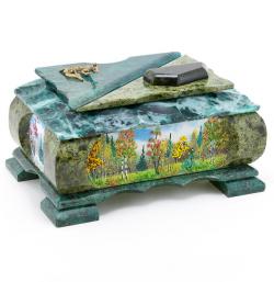 Ларец &quot;Природа&quot; большой змеевик 22x15x12 см — 