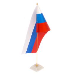 Флагшток с флагом России из белого мрамора — 