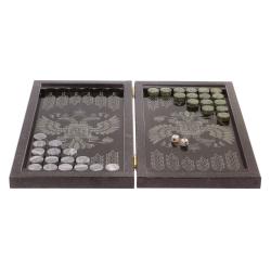 Нарды с гравировкой &quot;Русский мишка / герб РФ&quot; камень гранит — 