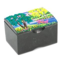 Шкатулка &quot;Сундучок&quot; змеевик рисунок лето 10х6,5х6,5 см — 