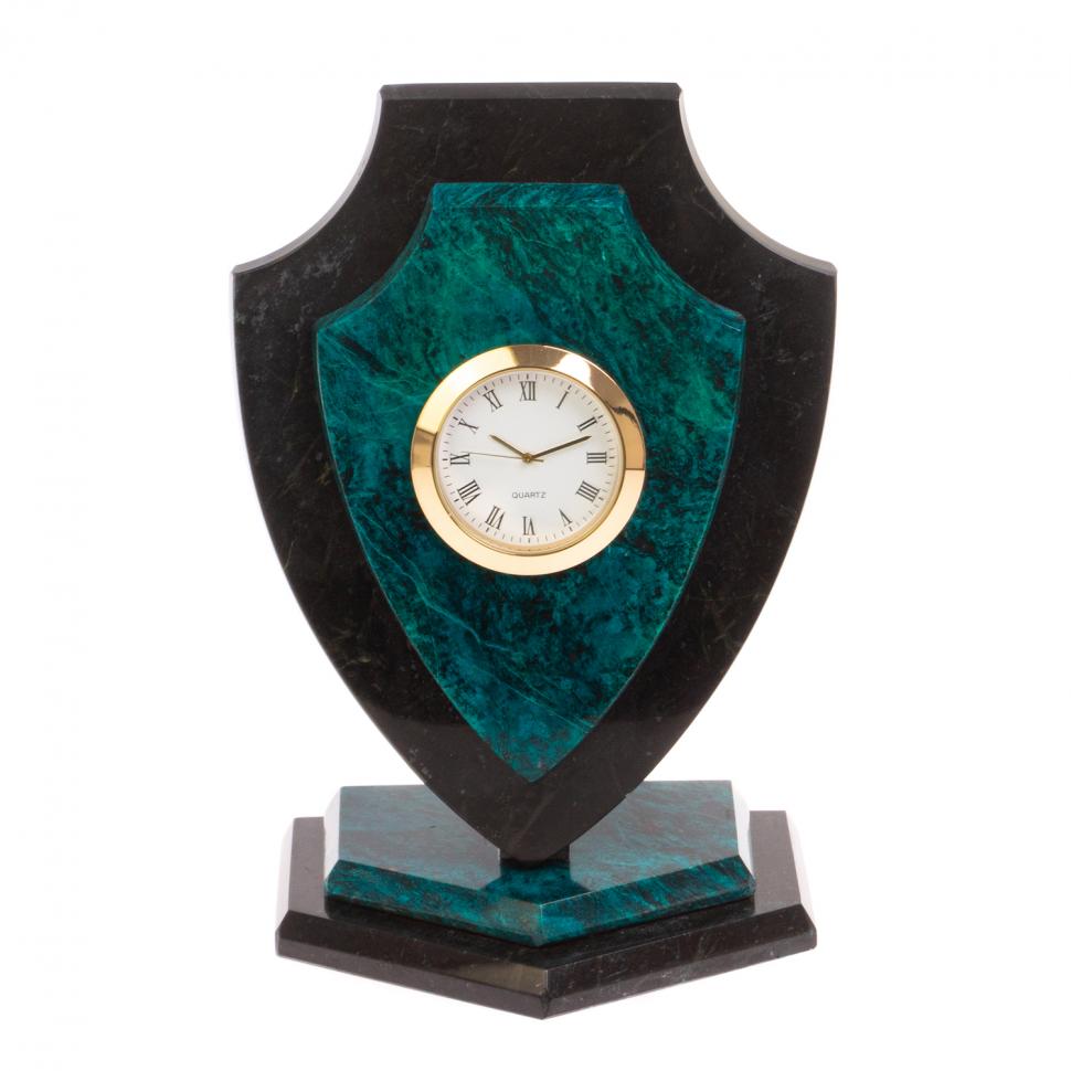 Часы из шабровского змеевика "Щит" большой фото 1 — 