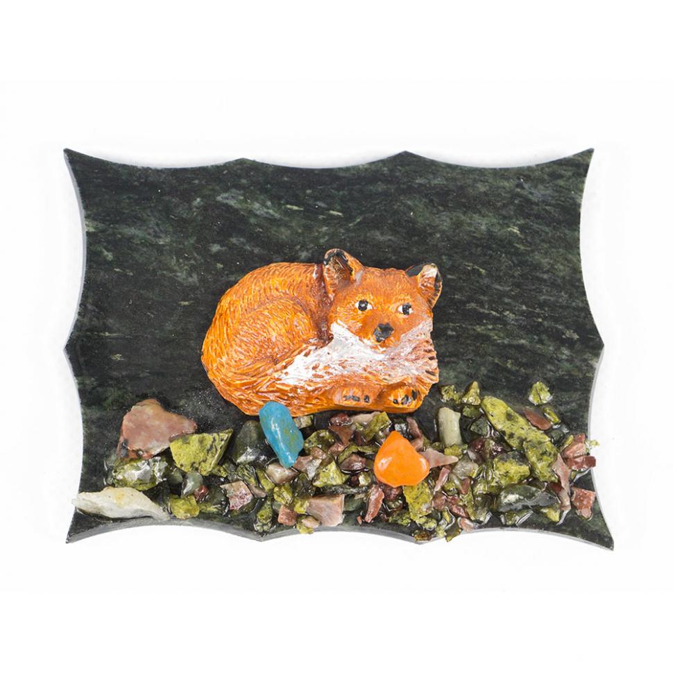 Магнит "Лиса лежит" змеевик фото 1 — 