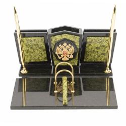 Письменный прибор &quot;Стандарт&quot; с гербом змеевик — 