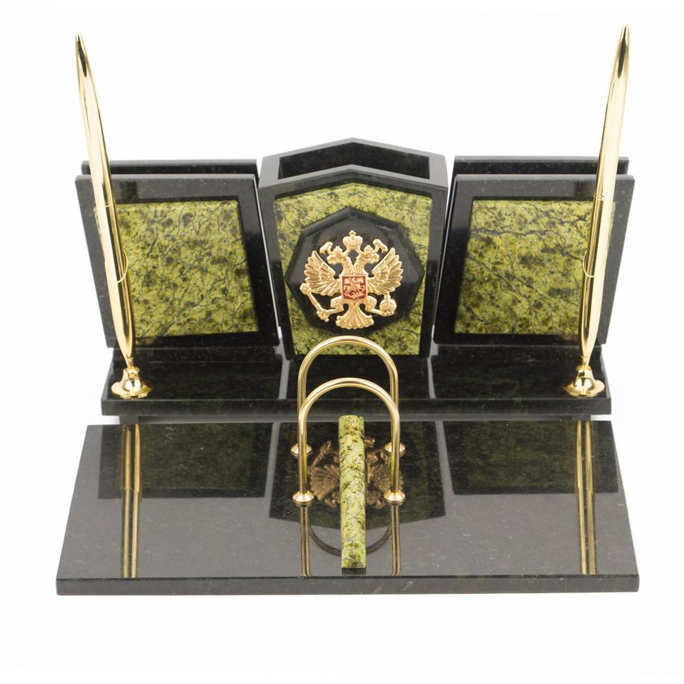 Письменный прибор "Стандарт" с гербом змеевик фото 1 — 