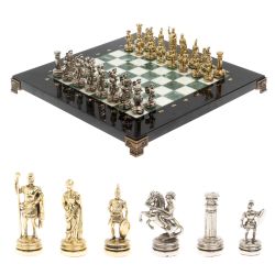 Шахматы &quot;Римляне&quot; фигуры золото / серебро доска 28х28 см из мрамора и змеевика — 