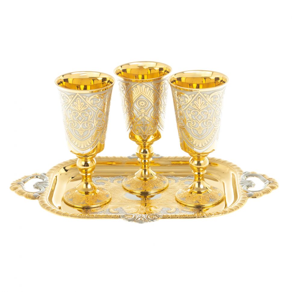 Водочный набор "Конус" 3 рюмки на подносе 40 мл Златоуст фото 1 — 