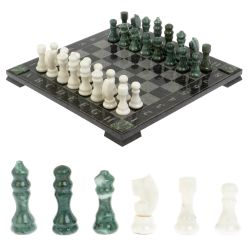 Шахматы &quot;Турнирные&quot; из мармора и змеевика 36х36 см — 