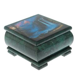 Шкатулка &quot;Водопад&quot; из змеевика 13х13х8 см — 