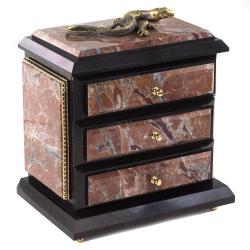 Ларец для украшений &quot;Комод&quot; с ящерицей из бронзы креноид — 