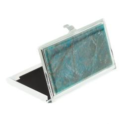 Карманная визитница из камня голубой апатит цвет серебро — 