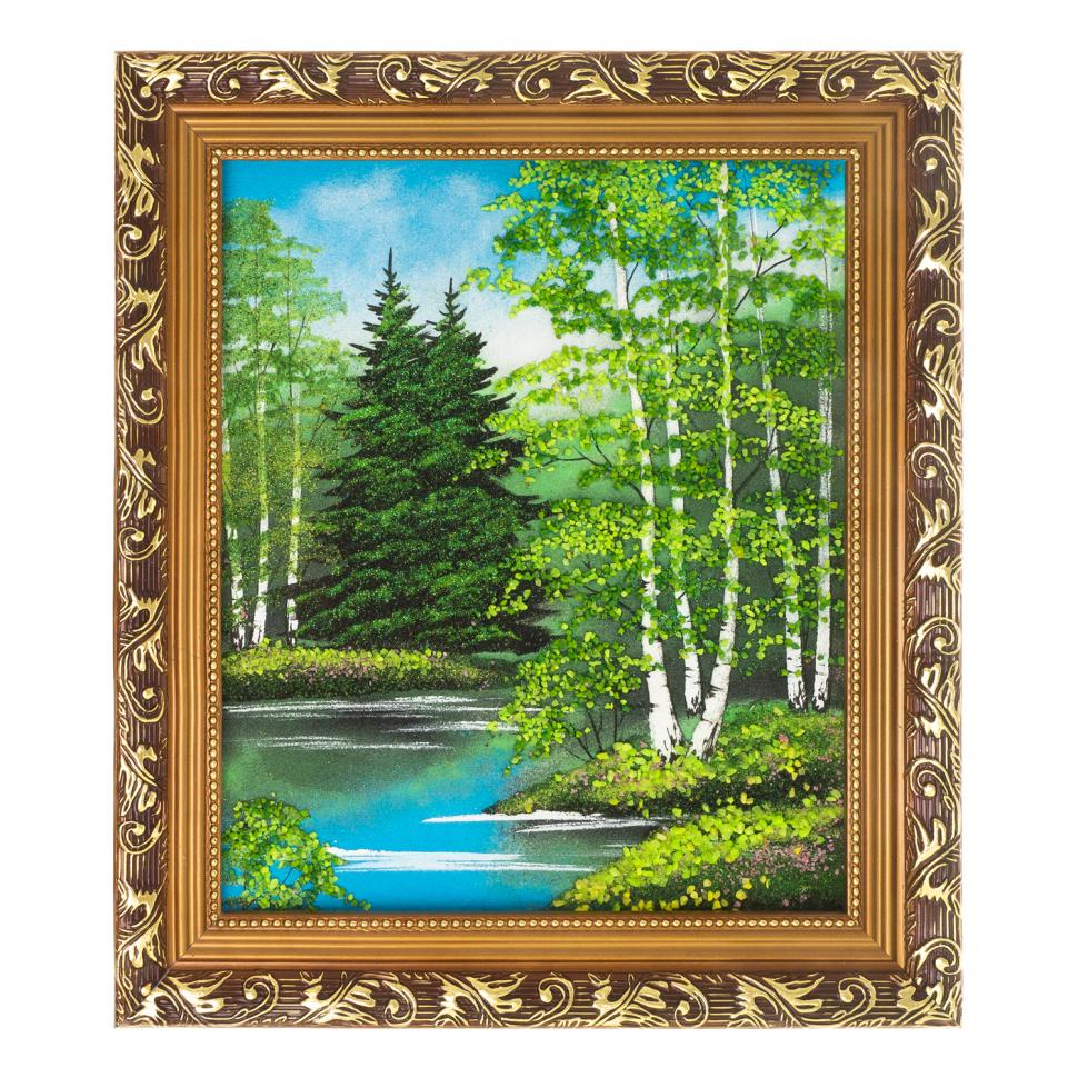 Картина "Летний пейзаж" багет 31х36 см, каменная крошка фото 1 — 